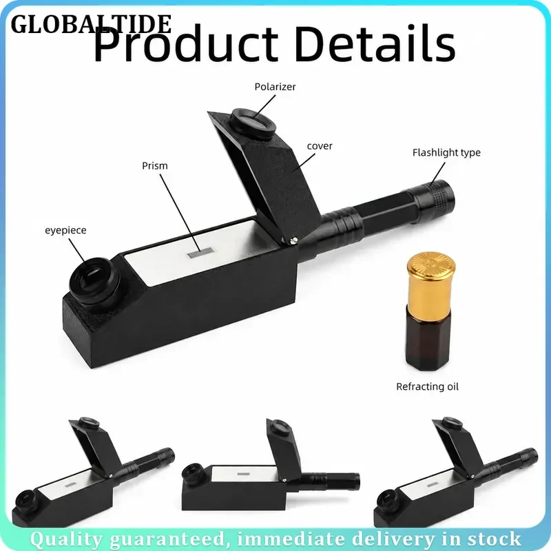 Professional Gem Refractometer Jewelry Tool Gemstone Identification Instrument with Built-in LED Light for Emerald Testing