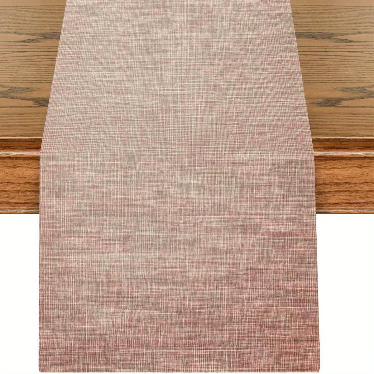 

Elegant Pink Checkered Table Runner - Linen Modern Geometric Stylish Dining Room Decor