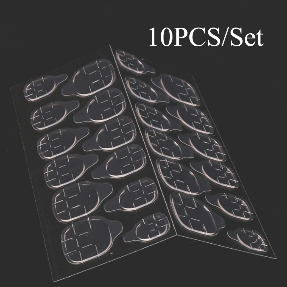

10Pcs/Set Jelly Glue Nail Stickers Enlarged & Widened Double-sided Tape Transparent Self-adhesive Nail Decals Manicure Tools