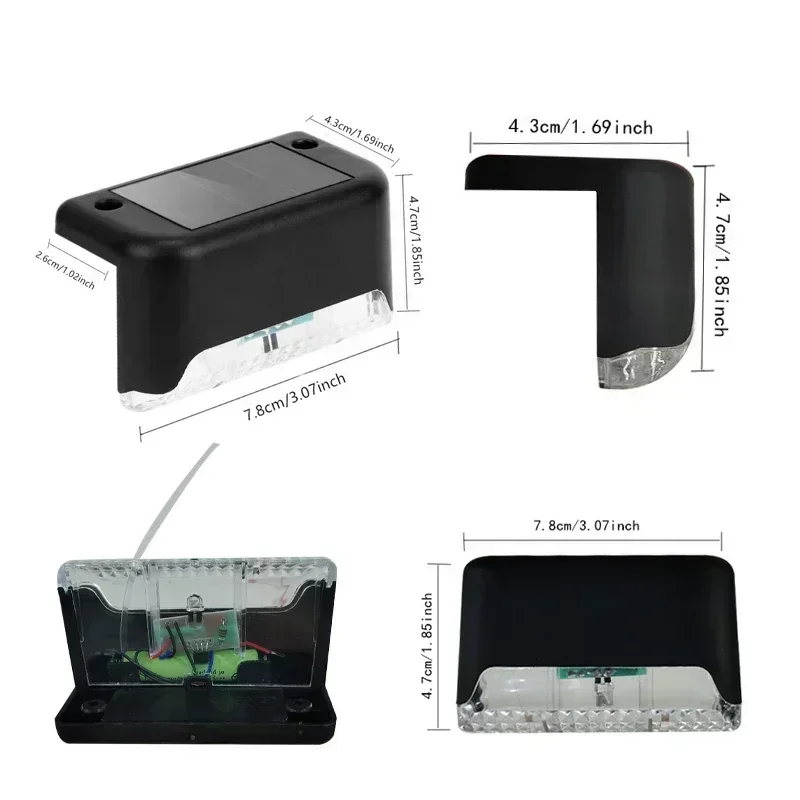 4PCS Solar LED Wall Light Step Railing Patio Stair Yard Garden Decoration Solar Deck Light Decor Outdoor Holiday Home Parterre