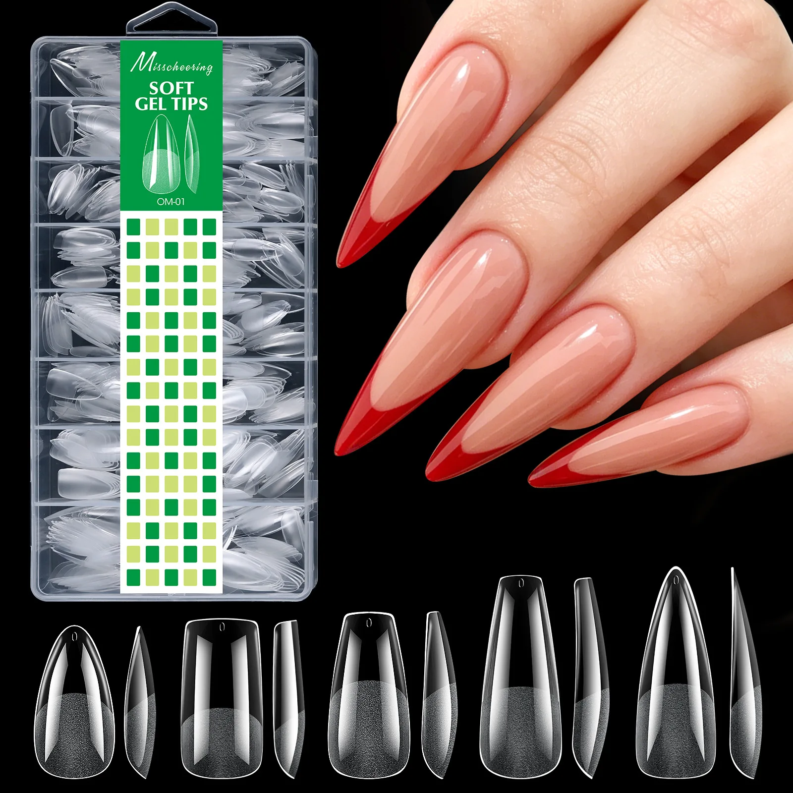 480pcs/Box Gel Tips for Nails Acrylic Material Translucent Short Medium Length Artificial Nail Capsule Accessories and Tools