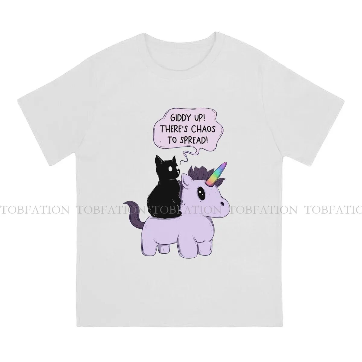 Giddy Up There Is Chaos To Spread Round Collar TShirt Unicorn Cute Fabric Basic T Shirt Man's Clothes Fashion Big Sale