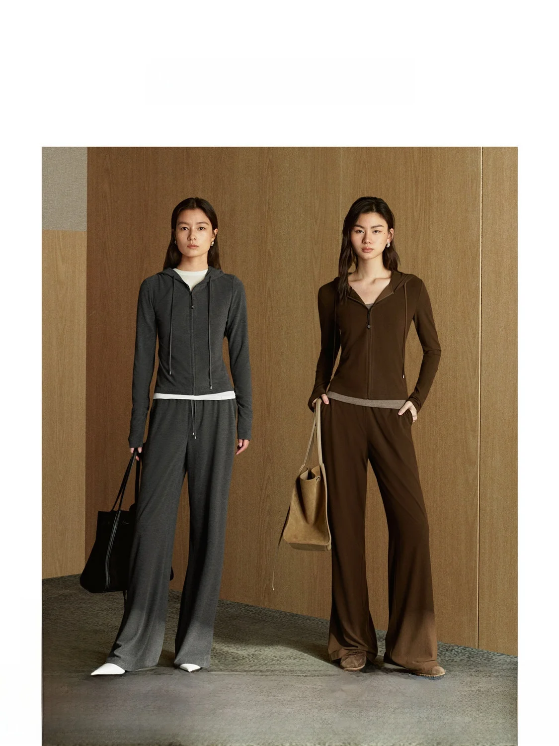 

ZhiZhi Spring 2026 Women's Warm Fleece Sporty Casual Hooded Jacket Straight Leg Pants Set Short Coat Nylon Rayon Spandex Blend