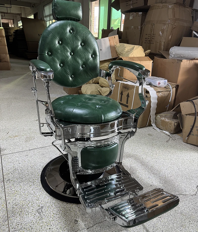 Barbershop Furniture Atrovirens Hairdressing Styling Chair Hydraulic Pump Adjustable Reclining Sliver Round Base Barber Chair