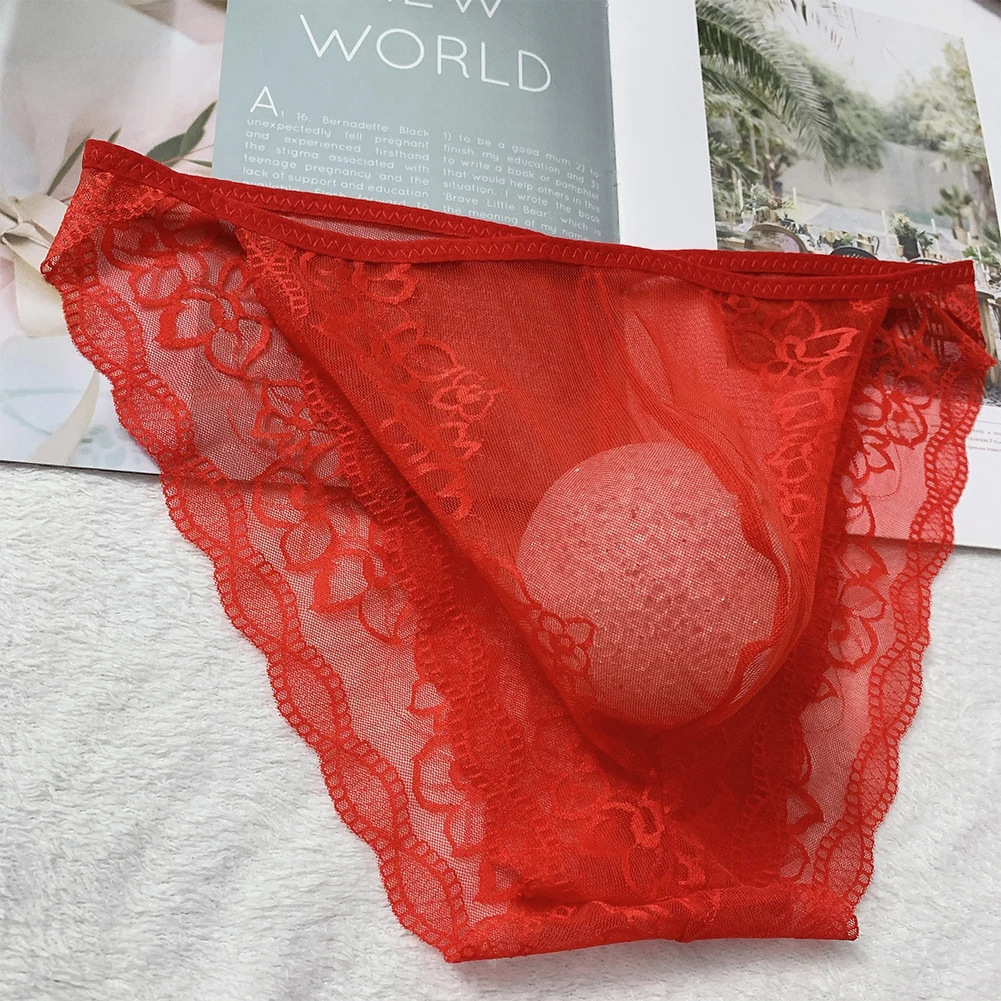 

Breathable Fabric Men Lace Briefs Daily Life Party Wear Blue Breathable Men's Underwear Briefs All Seasons Elastic Waistband
