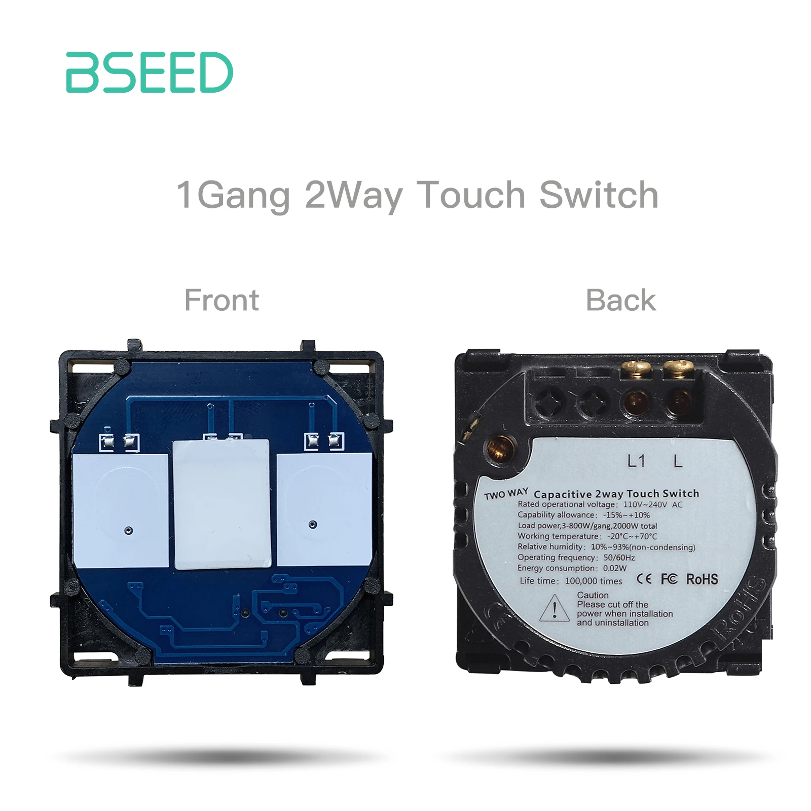 Bseed The Base Of Touch Switch 1/2/3 Gang 1/2Way Light Switches Without Glass Panel EU Standard Dimmer Switch DTY Function Part