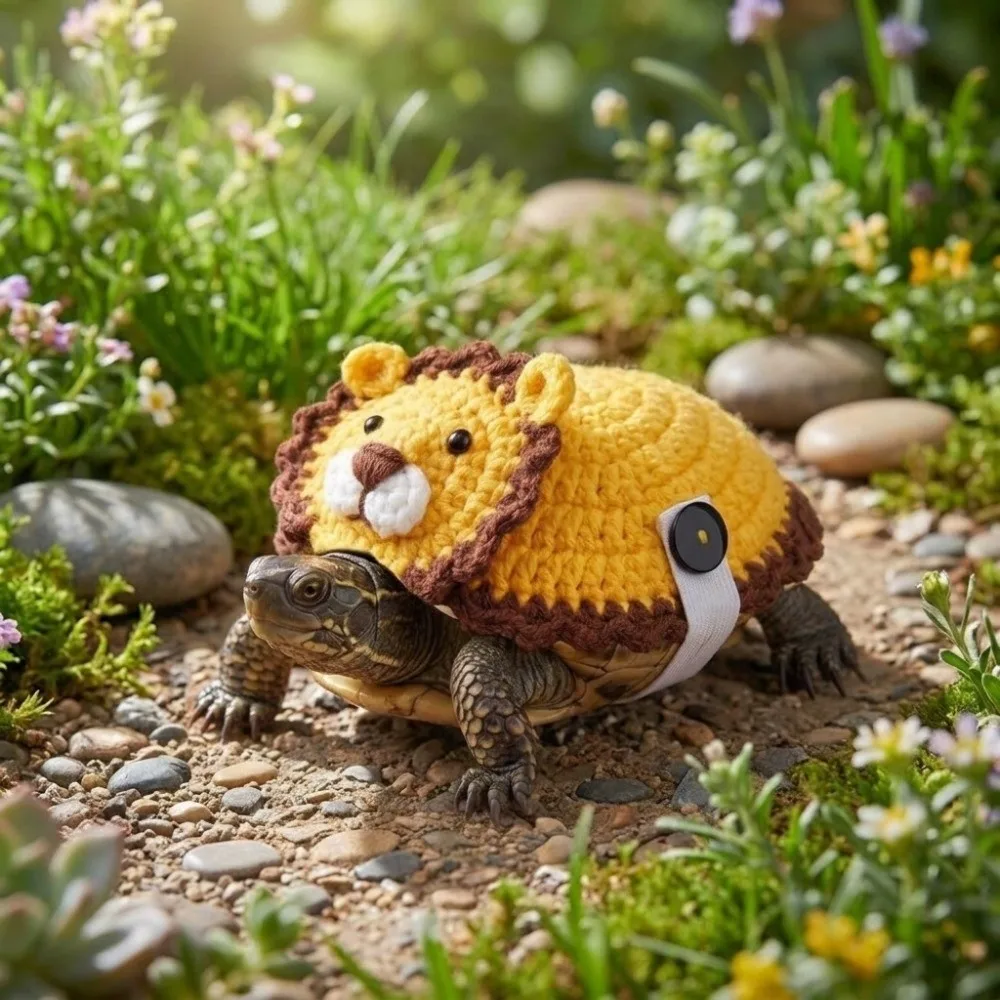 Cute Adjustable Fit Turtle Lion Dress Up Knitted Warm Pet Tortoise Clothes Decorative Tortoise Outfit Party