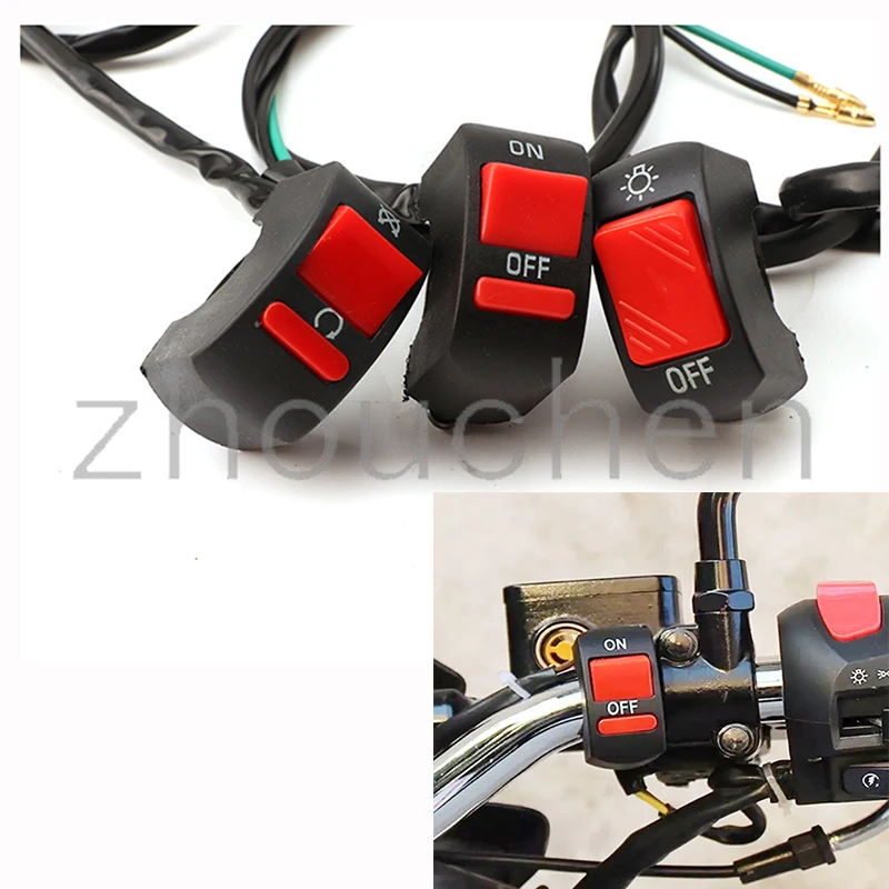

Motorcycle Switches Bullet Connector Handlebar Switches ON/OFF Button Connector Push Button Switch Motorbike Accessories