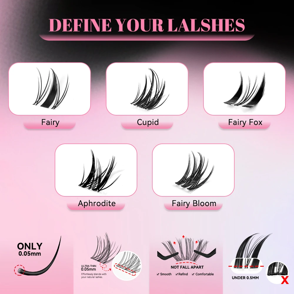 uCoolMe Manga Lashes Beginner Friendly Natural DIY Anime Lash Cluster Cupid Aphrodite Fairy Eyelashes Extension Christmas Gift