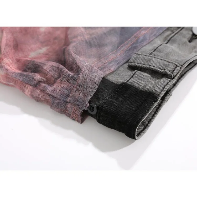 Jupe trapèze en denim patchwork de maille pour femmes, taille haute Grunge Y2k, batterie con jupes, vêtements de mode coréens, nouveau, été, 2024