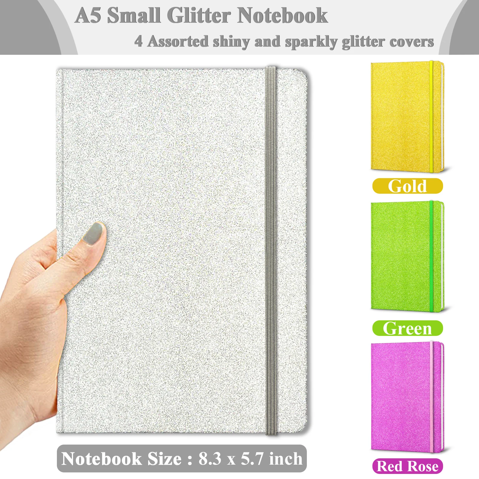 Leatherwork Journal - A5 Glitter Notebook, Hardcover 160 Pages