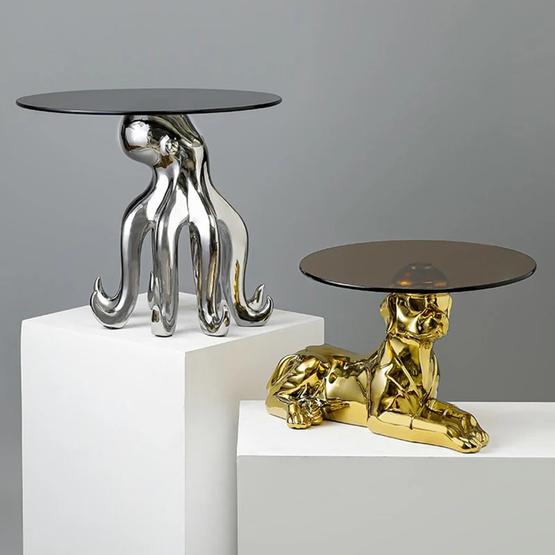 Trendy Animal Coffee Tables Luxury COOL Dog Tea Table Ornaments Modern Octopus Art Table Home Decoration Accessories Sculpture