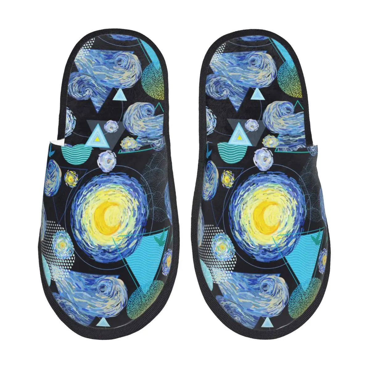 Custom Van Gogh The Starry Night Memory Foam Slippers Women Soft Warm House Slippers