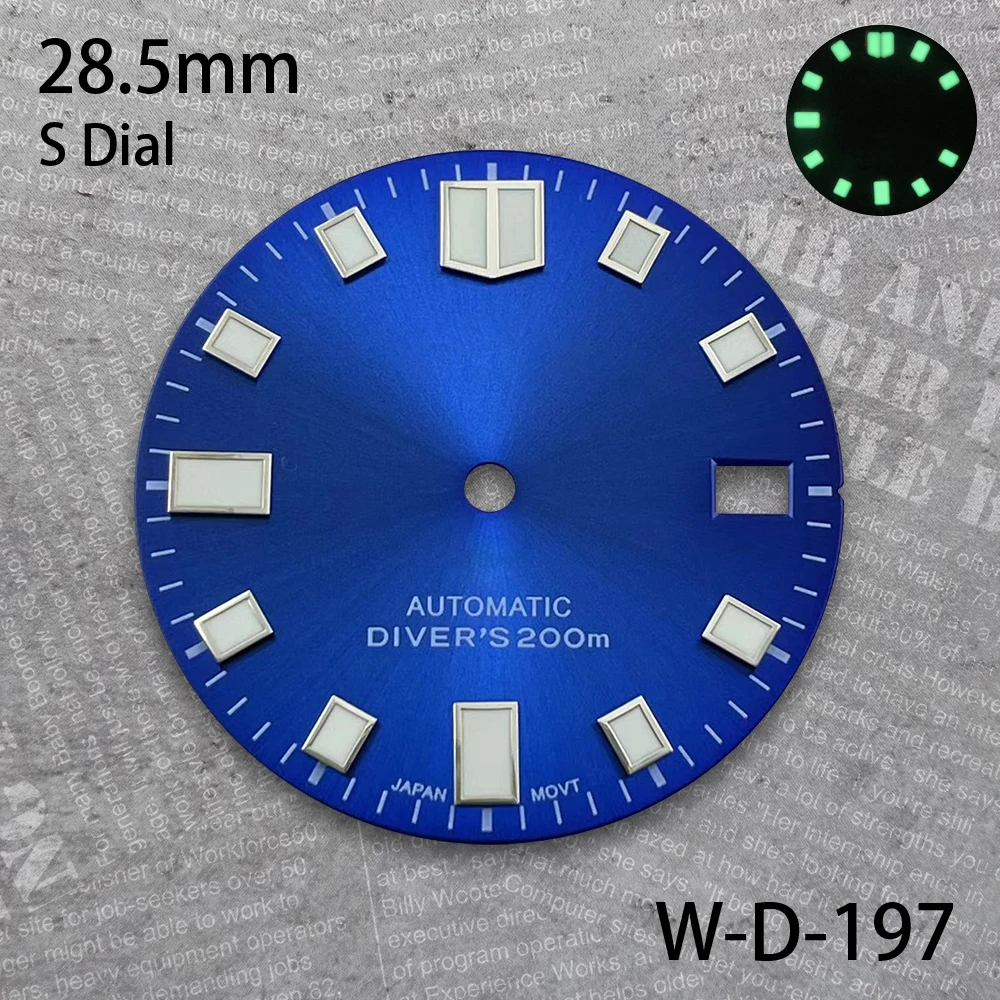 Циферблат для дайвинга с логотипом S, 28,5 мм, подходит для NH35, японский механизм, зеленый светящийся Sunburst, высококачественные аксессуары для модификации часов