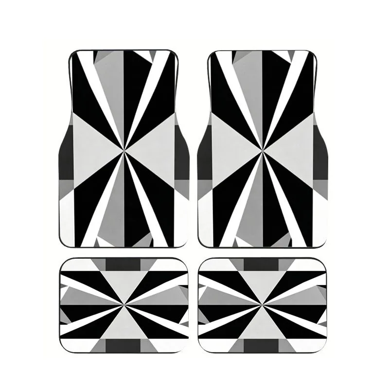 

Black White Geometric Rhombus Car Floor Mats 4pcs Minimalist Style Universal Non-slip Auto Foot Mat Durable Anti-dirt Car Carpet