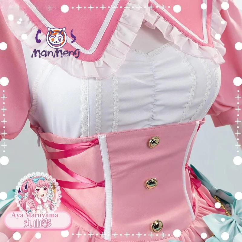 

Маруяма Ая: Аниме «BanG Dream!» Костюм для косплея на Хэллоуин и Рождество: розовое платье в стиле сладкой Лолиты, головной убор, носки, аксессуары, униформа