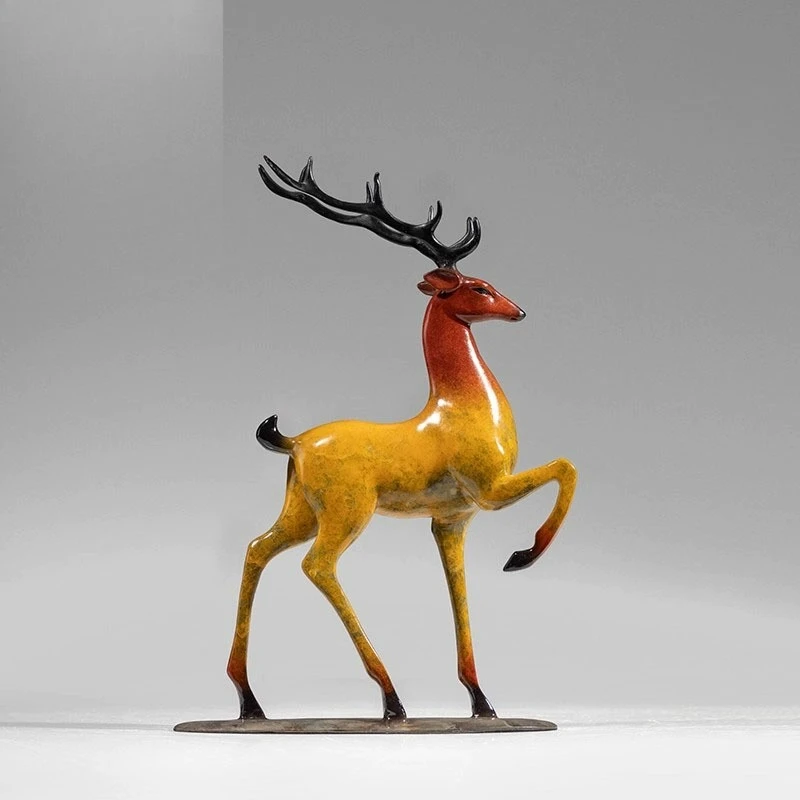 

New Chinese-style office "All the way up" bronze gold years brass deer ornament handicraft decoration
