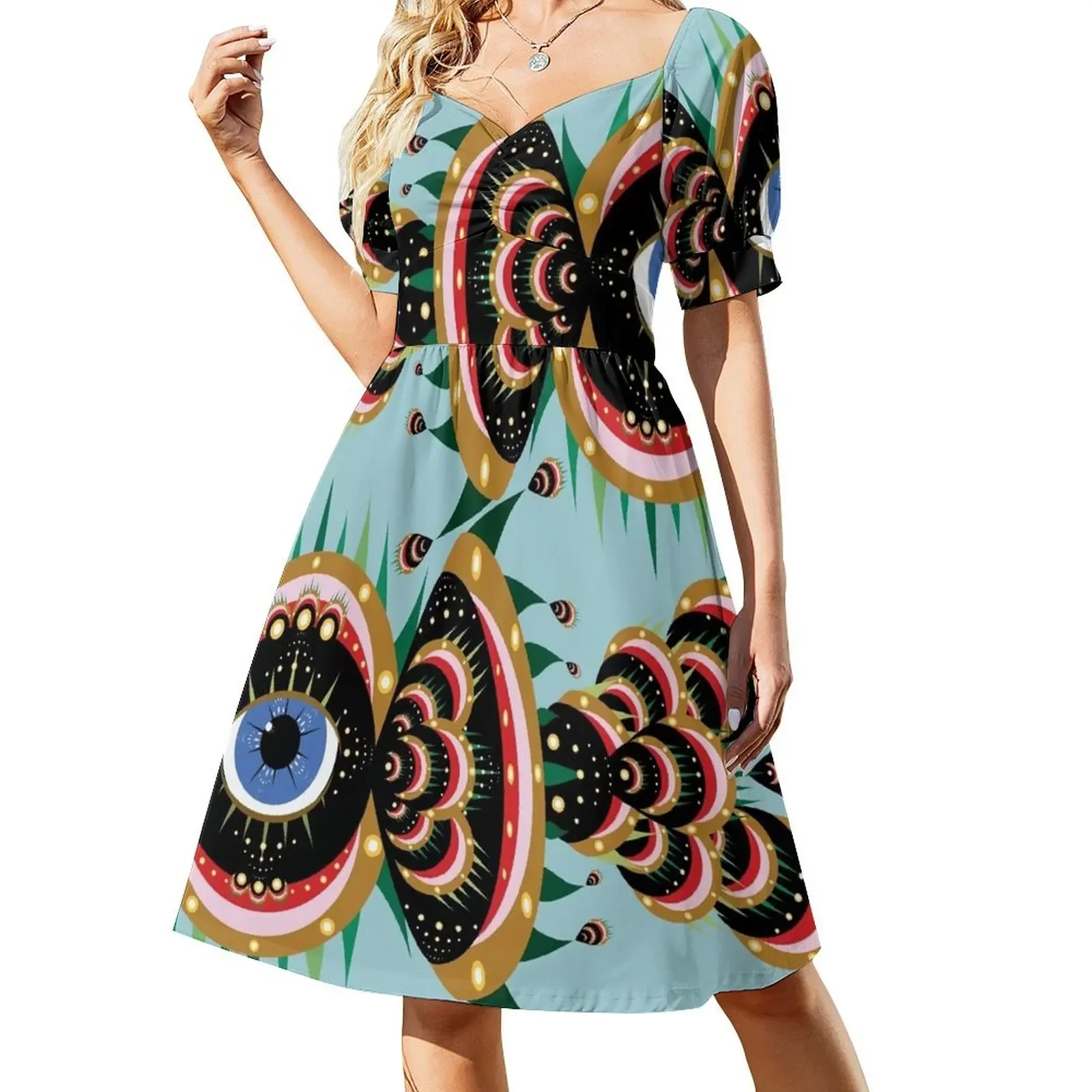 

Fish Bird - Ice Blue Short-Sleeved Dress Women's dresses elegant evening dresses for women 2025 Dress