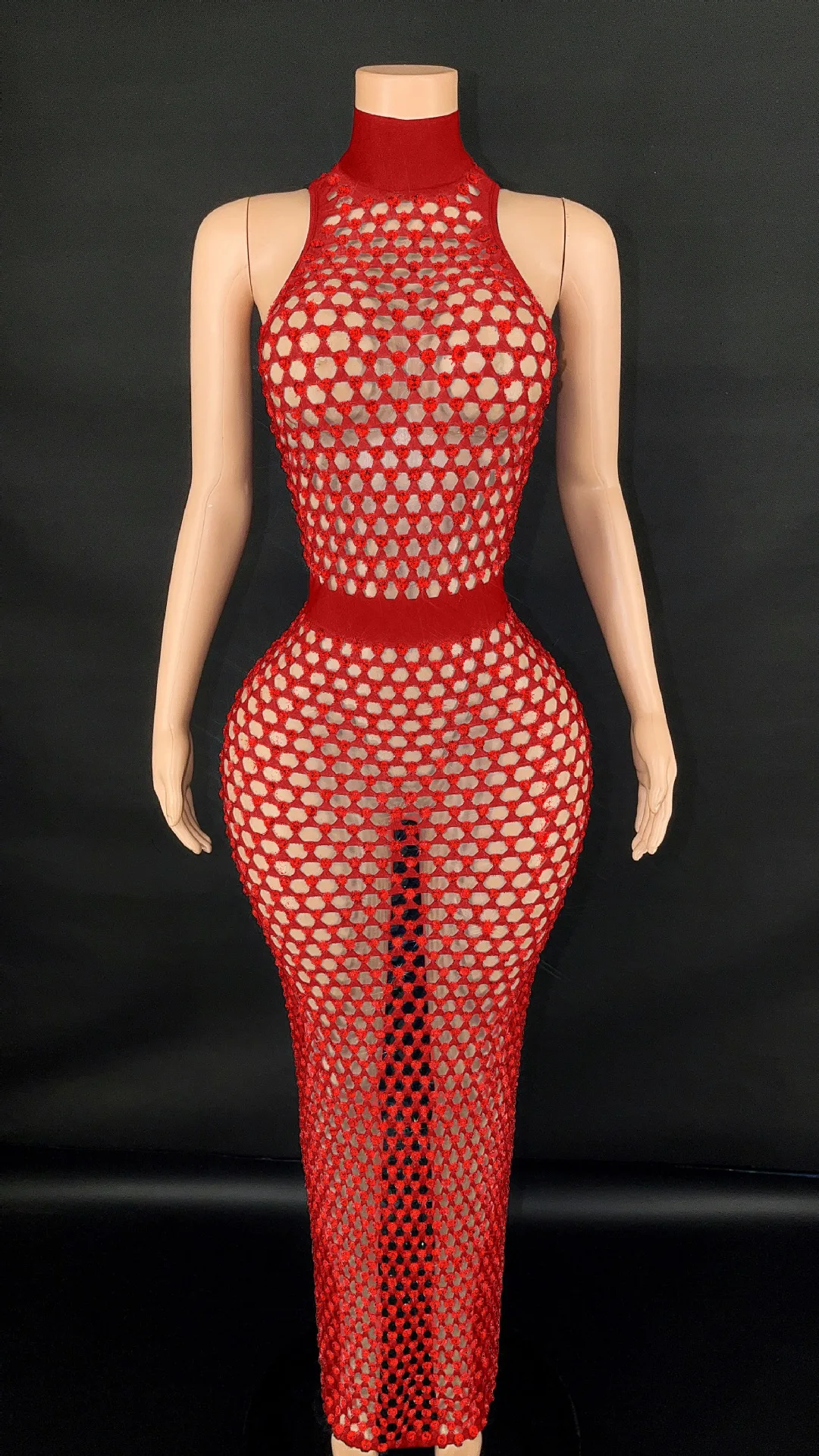 Luxury Diamond Mesh Sexy Dress for DJ Singer Nightclub Ball Birthday Party Photo Shoot 2025 Design Mesh Bodycon Gown