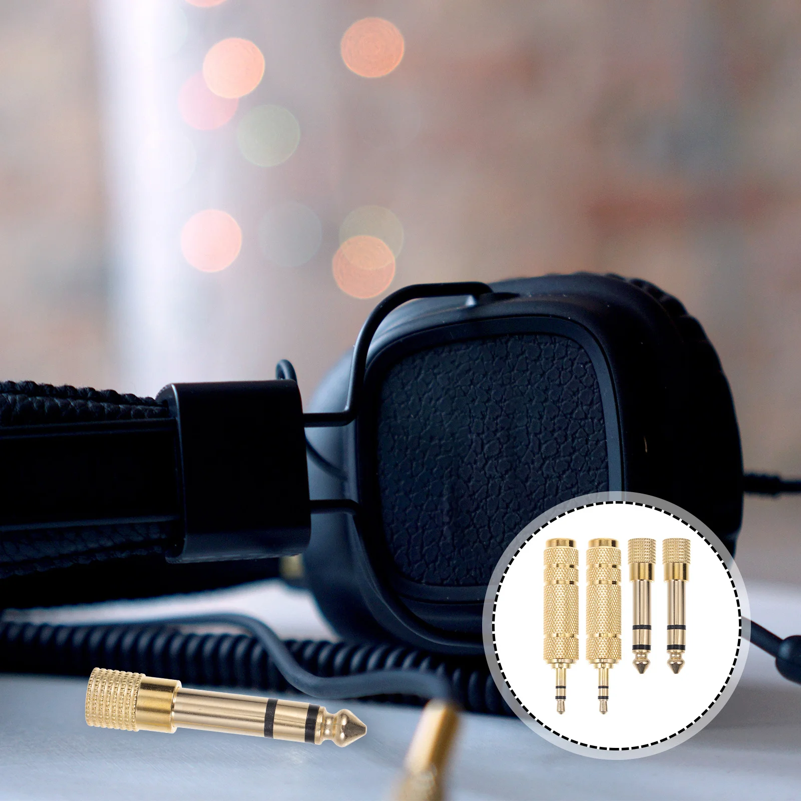 

4Pcs 6.35mm to 3.5mm Adapter Pure Copper Audio Connector Converter with 360 Grip Treads for Guitar Piano Amplifier Av Receiver