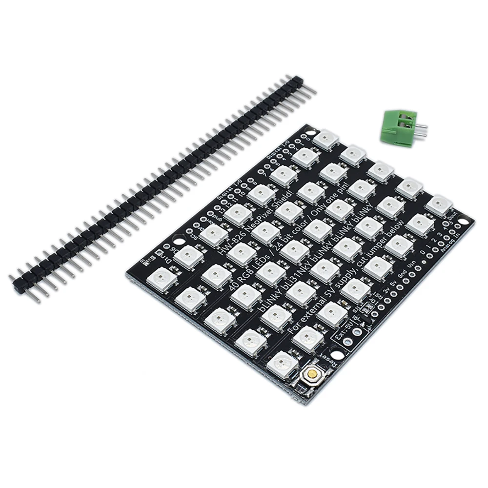 WS2812B 40 RGB LED WS2812 5X8 Pixel Dot Matrix Shield Addressable LED Module Board for Arduino UNO R3