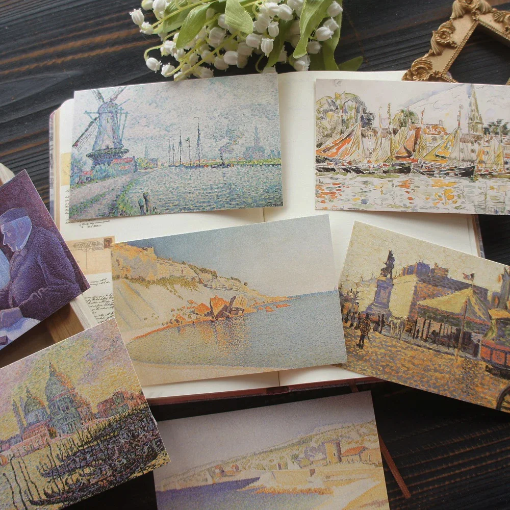 

15pcs Famous Oil Painting Fuzzy Processing Design As Post Card Gift Greeting Cards Gift Party Invitation Scrapbooking Use