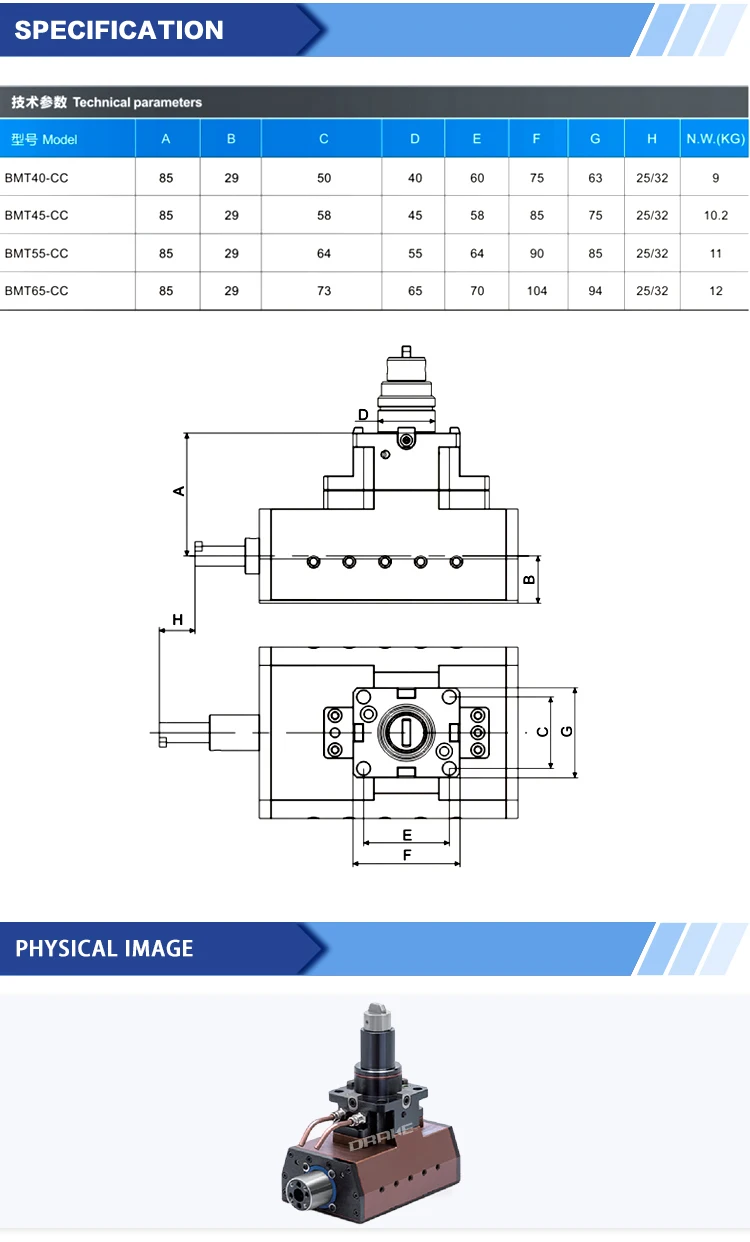 BMT Tool Holder BMT45/55/65 Series Socket Driven Bmt Live Tool Holders Live High Qualityfor Cnc Lathe Machine Tool Holder