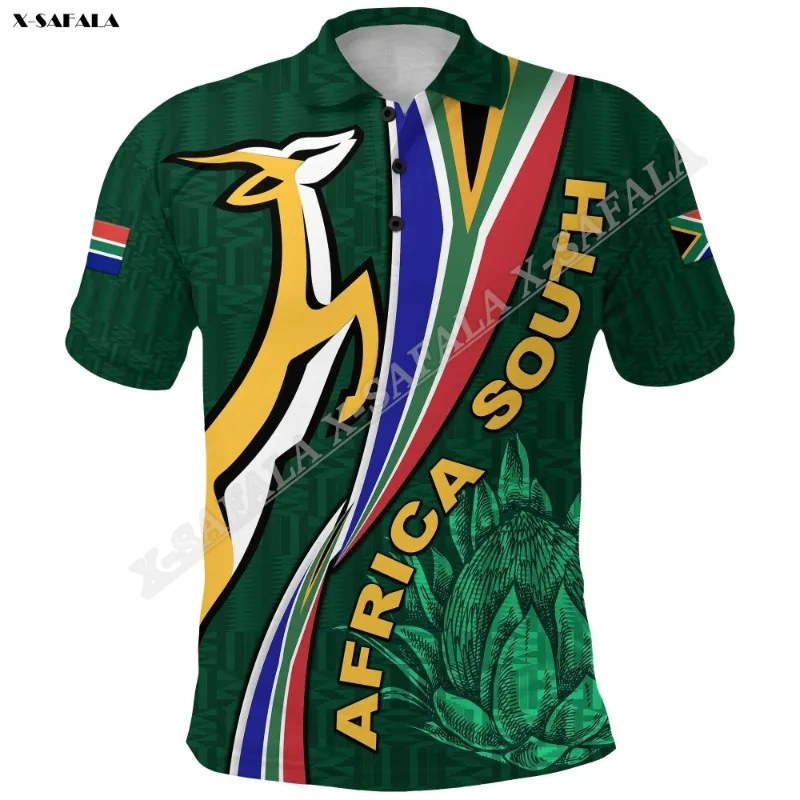 South Africa Rugby 2024Champions GO Bokke 3D Printed for Men Adult Polo Shirt Collar Short Sleeve Top Tee Breathable