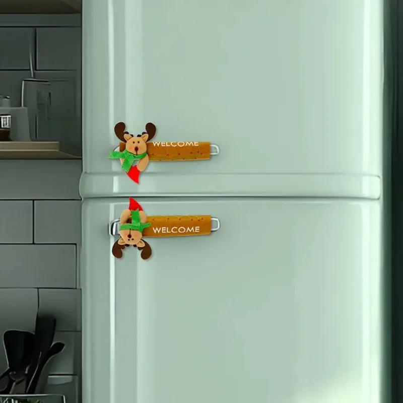 

1PC Christmas Decoration Supplies Hand Glove Cartoon Refrigerator Hand Glove Santa Claus Door Handle Decorative Protective Cover