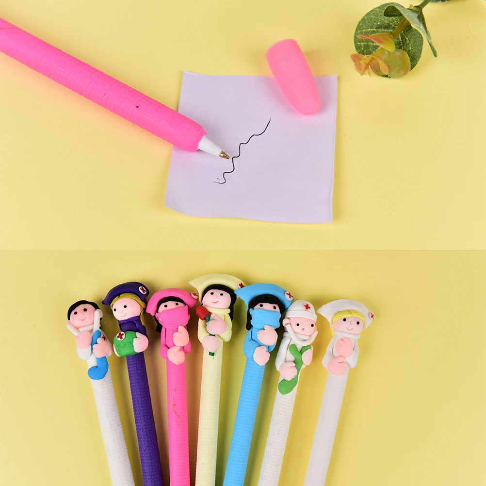 5Pcs Character Doctor Nurse Polymer Caly Ball Ballpoint Pen Creative School Office Student Stationery Supply