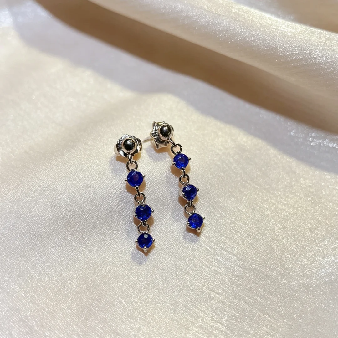 

New Model Exudes Elegance Refined Natural Sapphire Earrings S925 Pure Silver Fashion Jewelry Luxurious Blue Gemstone Jewelry