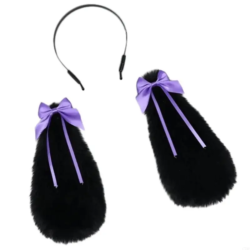 C71F ウサギコスプレ小道具アニメヘアフープ毛皮のようなウサギの帽子詐欺写真小道具