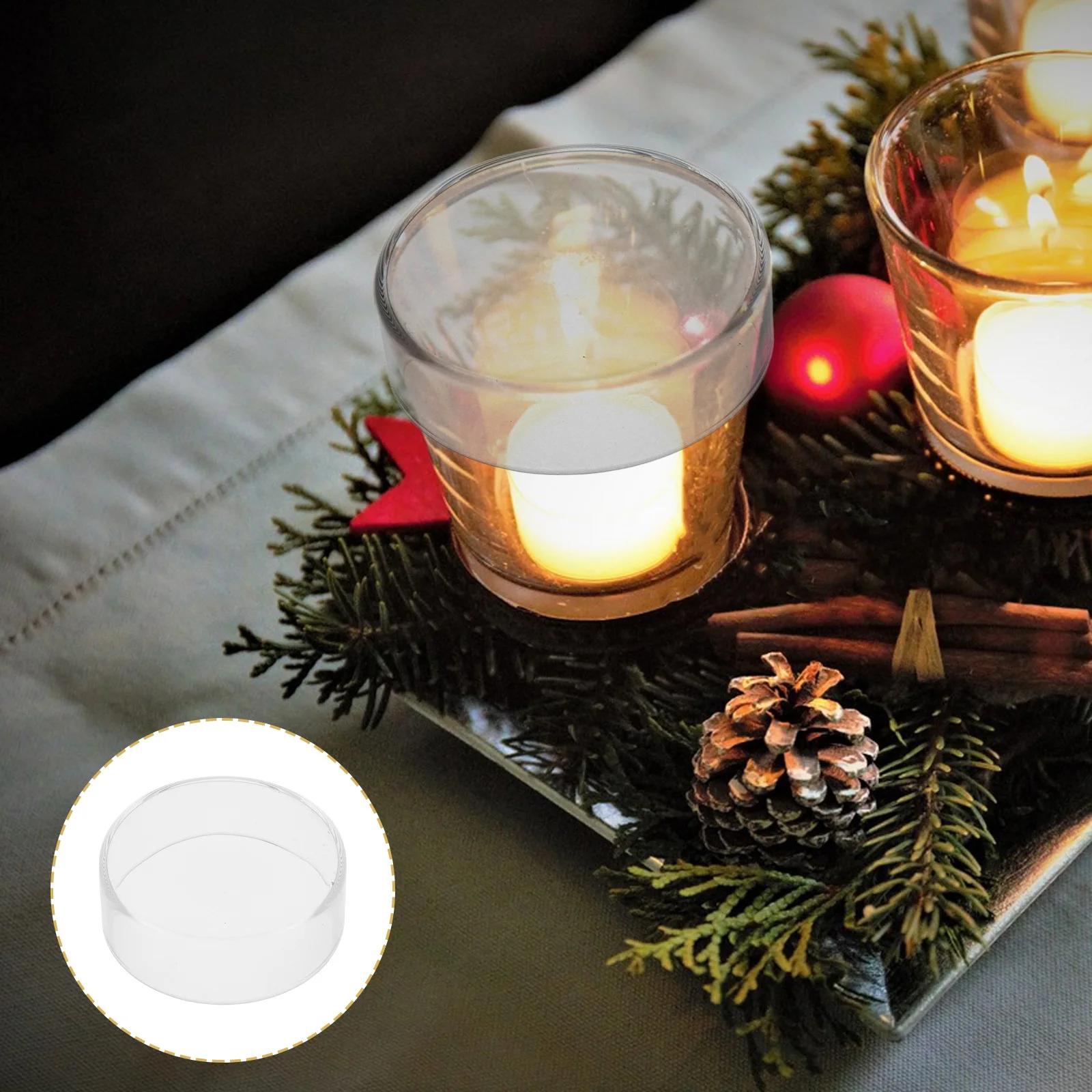 

Clear Glass High Foot Holder Cover Large Decorative Lantern Elegant Design for Home Table Centerpiece Lighting Decoration