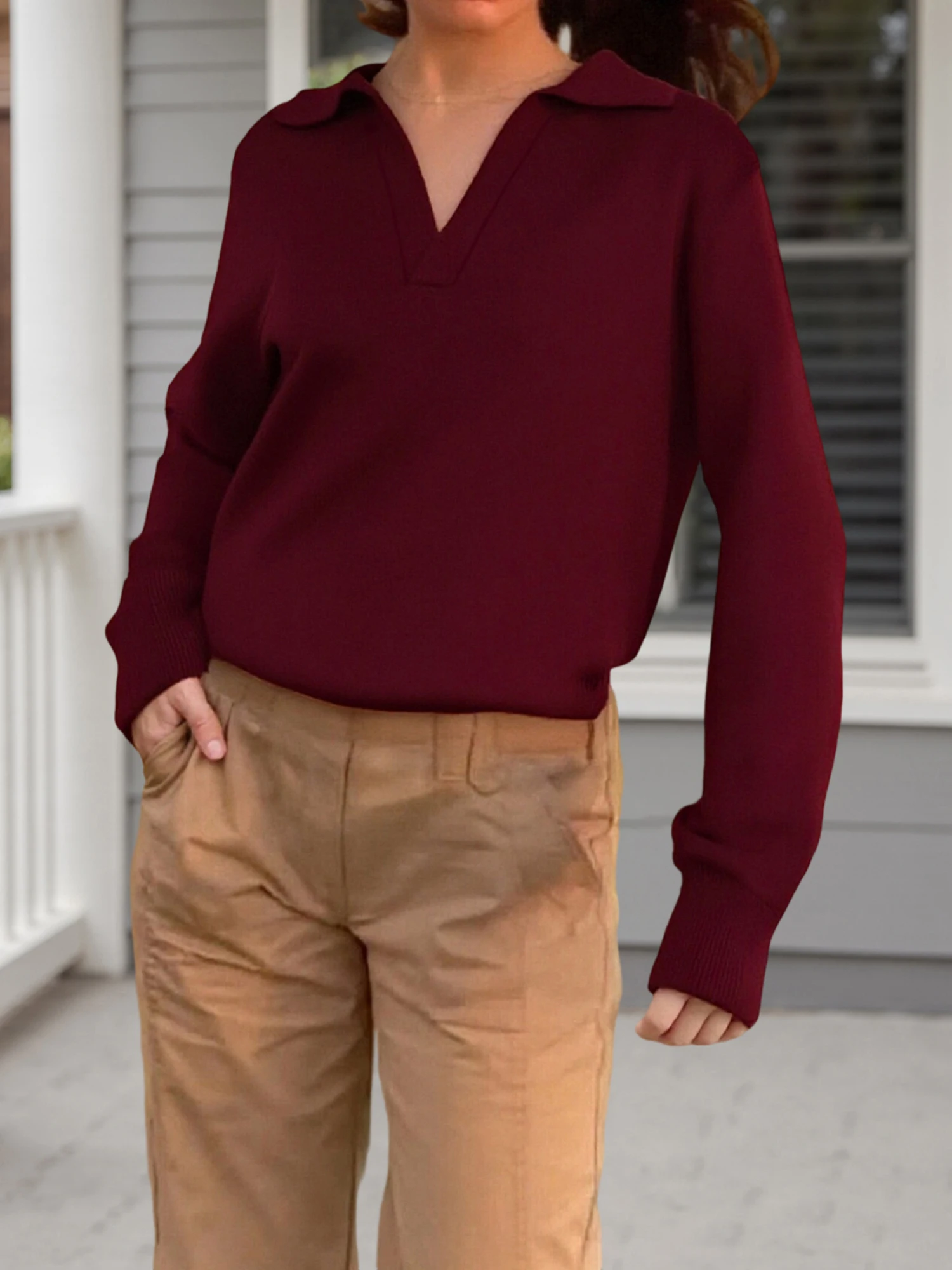 Stylish Women s Oversized Knit Sweaters with Long Sleeves and Turn Down Collar in Solid Colors - Loose Fit Pullovers for