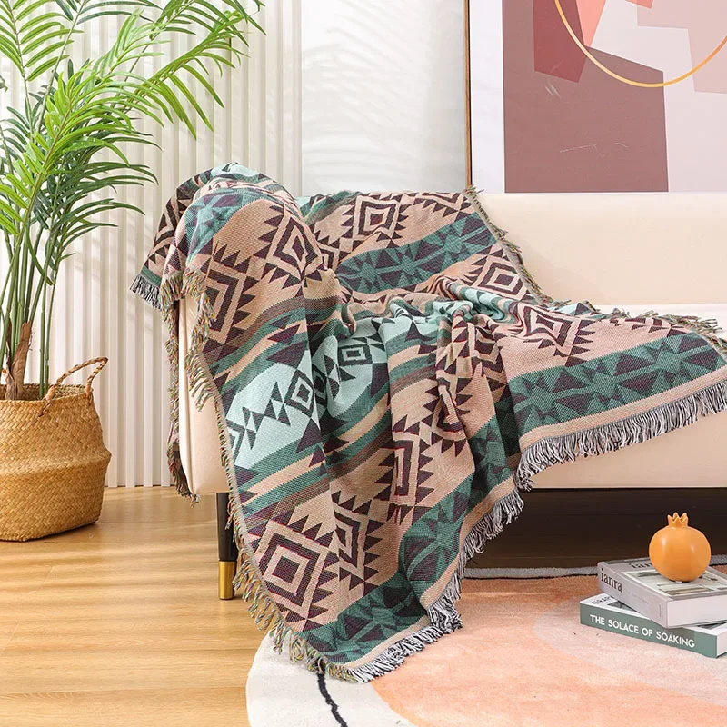 1Piece Ethnic Sofa Cover Towel Dustproof Sofa Blanket Four Seasons Double-sided Pet Friendly Slipcover Living Room Home Decor