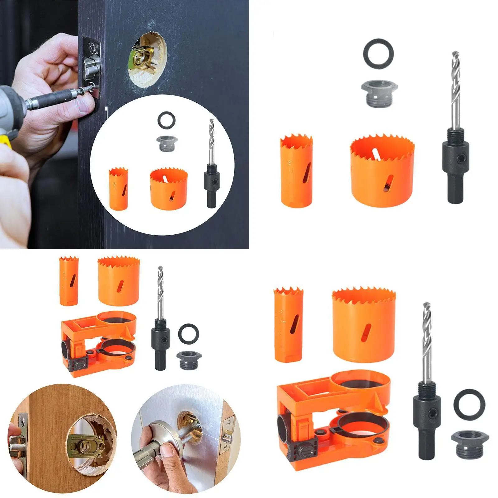 Wood Door Lock Hole Saws and Arbor Set with Bit Multifunctional Easily Install