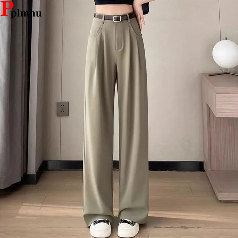 

High Waist Loose Straight Suit Pants Korea Fashion Trousers Wide Leg Casual Spodnie Elegant New Women Broek Baggy Pantalones