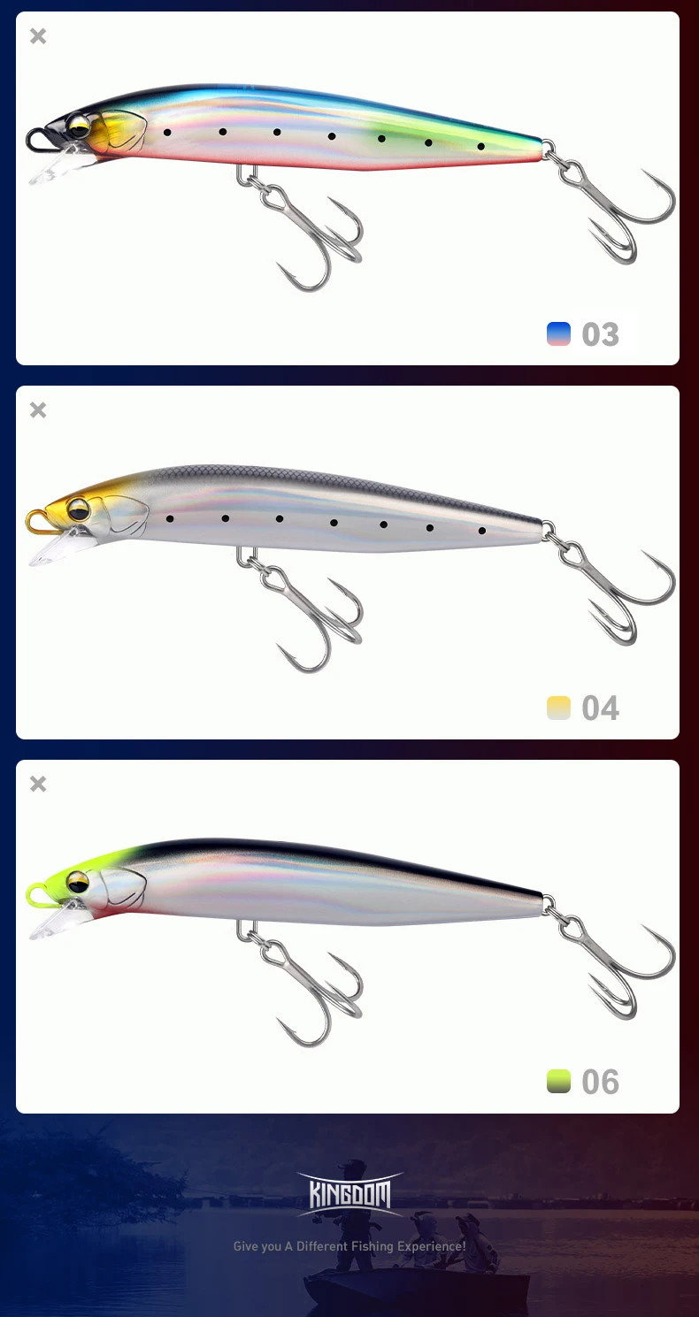 KINGDOM Sinking Minnow Angelköder, 38 g, 140 mm, Salzwasser-Langwurf-Angelköder, künstlicher harter Seebait für Ozean, Seebarsch – Detail 9