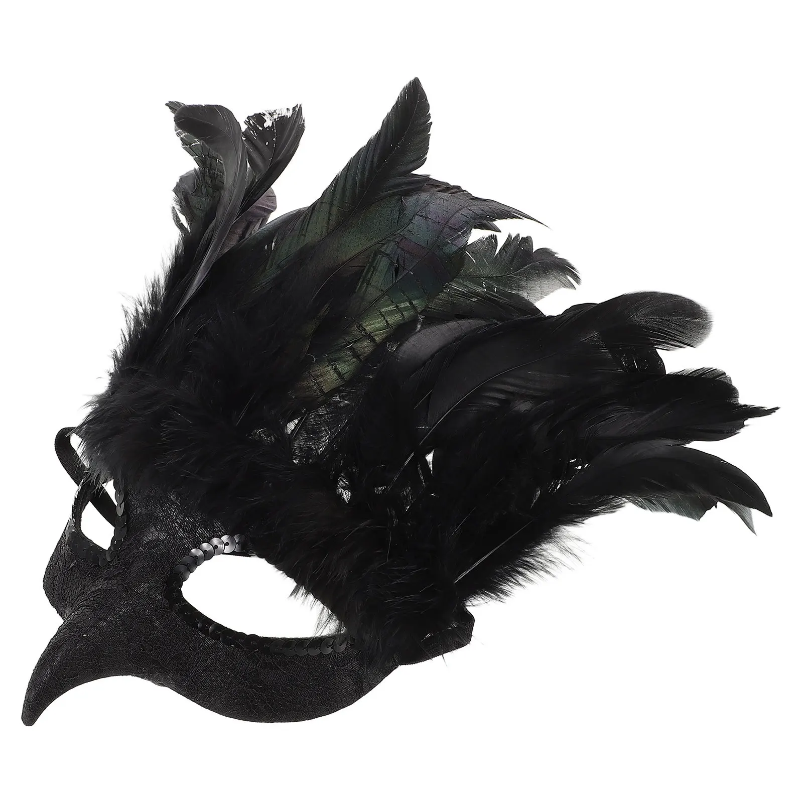 

Black Feathered Masquerade Mask Half Face Lightweight Decorative Cover for Halloween Carnival Cosplay Party Masquerade Mask
