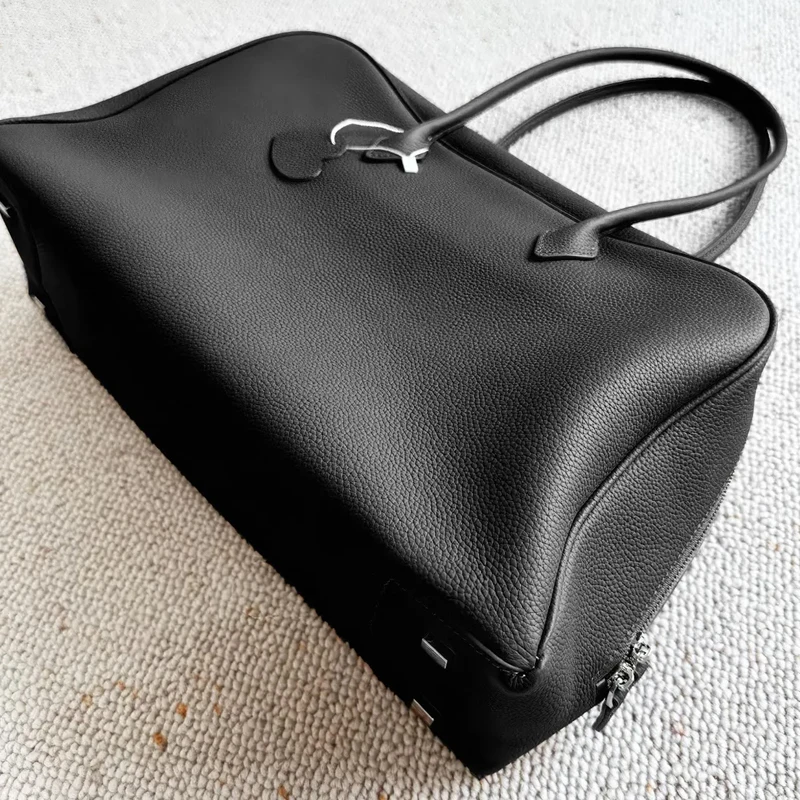 Genuine Leather Tote Bags For Women Luxury Designer Handbags And Purses 2025 New In Cowhide Lychee Texture Elena Grain Shoulder
