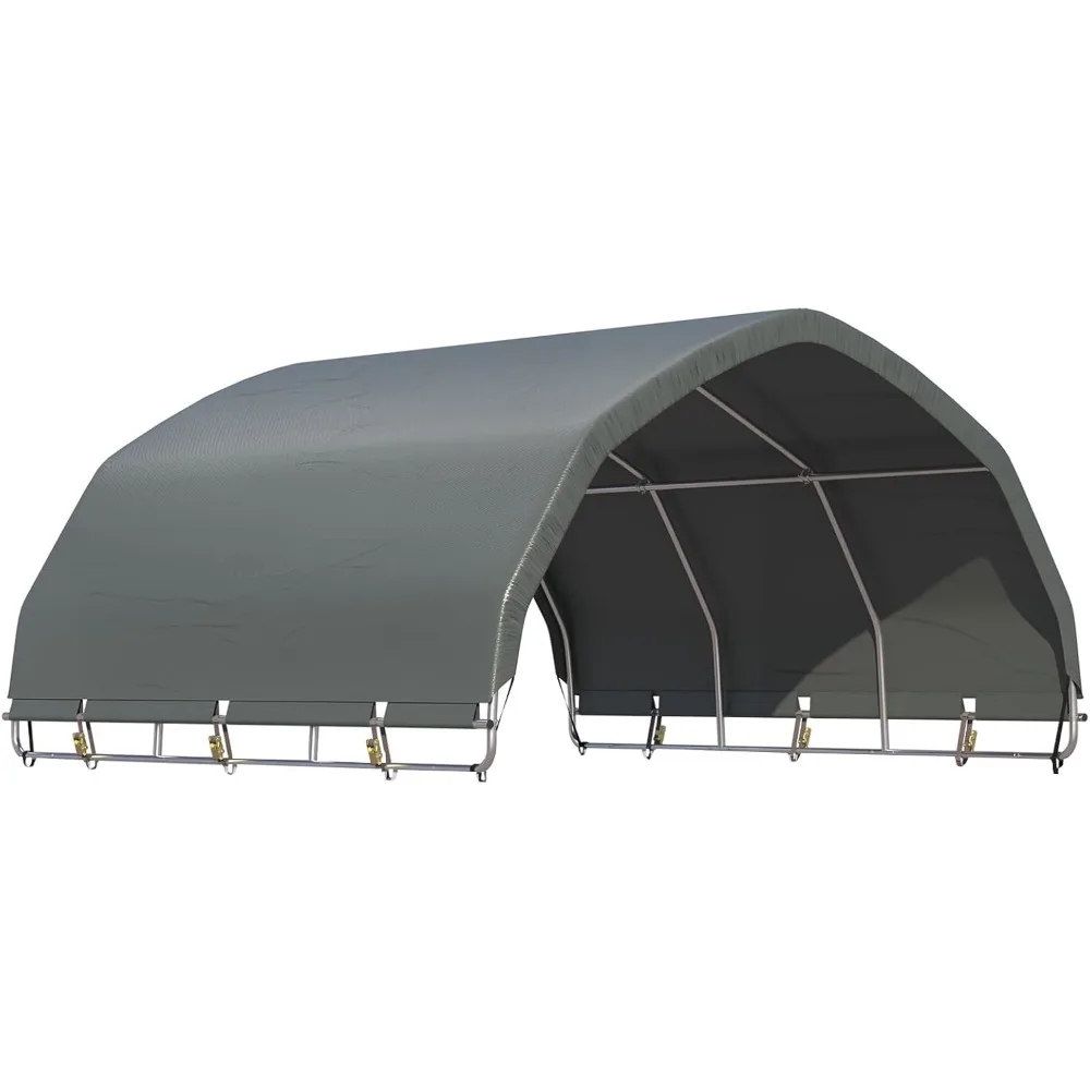 

10'x10' Corral Shelter, Heavy Duty Round Style Canopy, Waterproof and UV Treated Universal Cover, Easy Assembly Stable and Agri