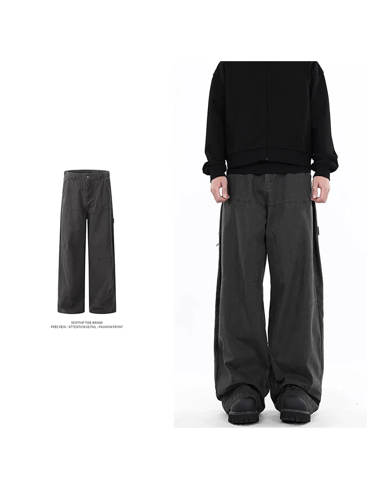 

Military een Workwear Jeans Loose Straight Leg Wide Leg Casual Waed Men's Faion Retro American Sle Printed Cotton