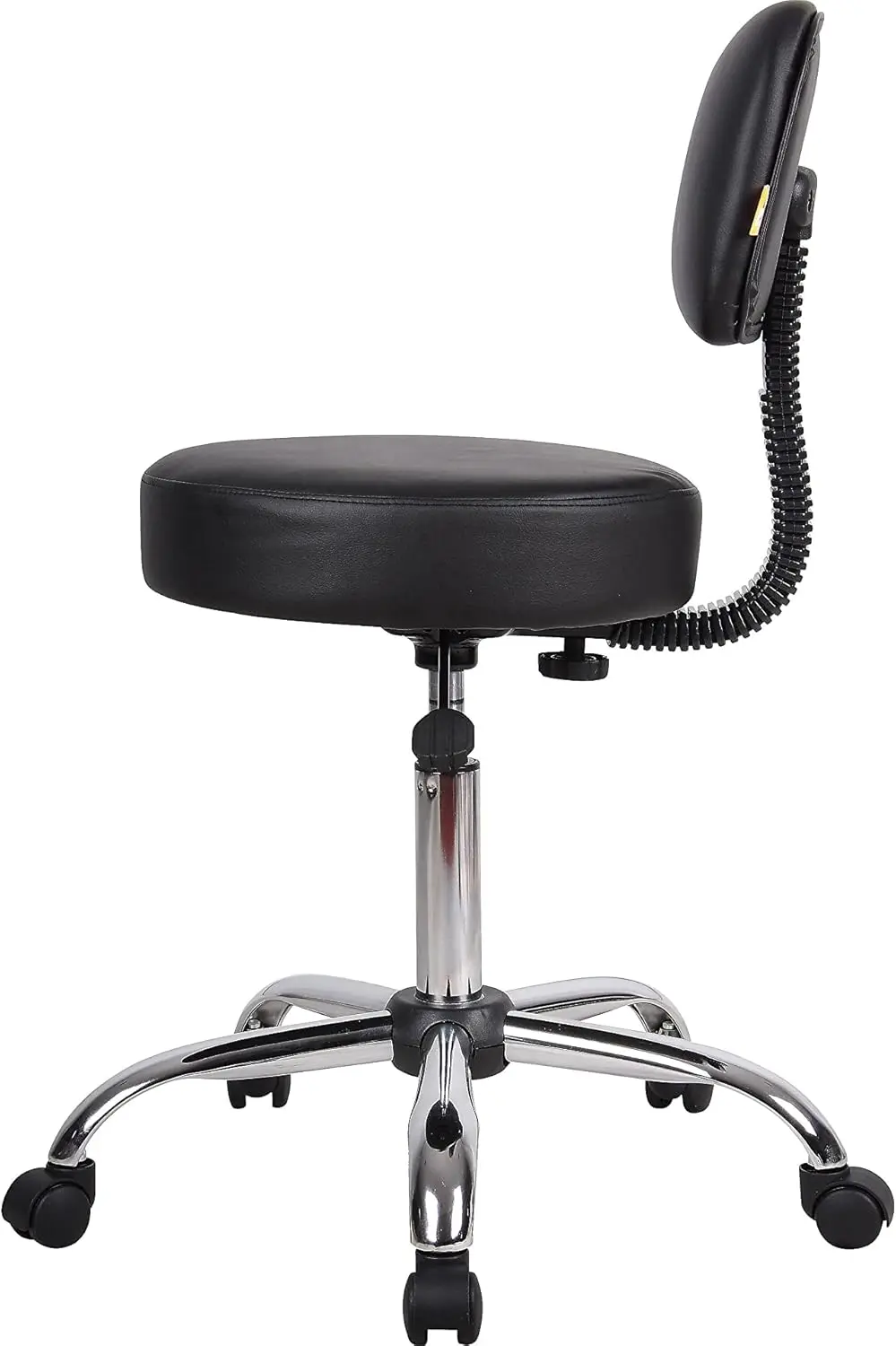 Ergonomic Adjustable Height Office Stool with Back Support, Black - 275lb Capacity