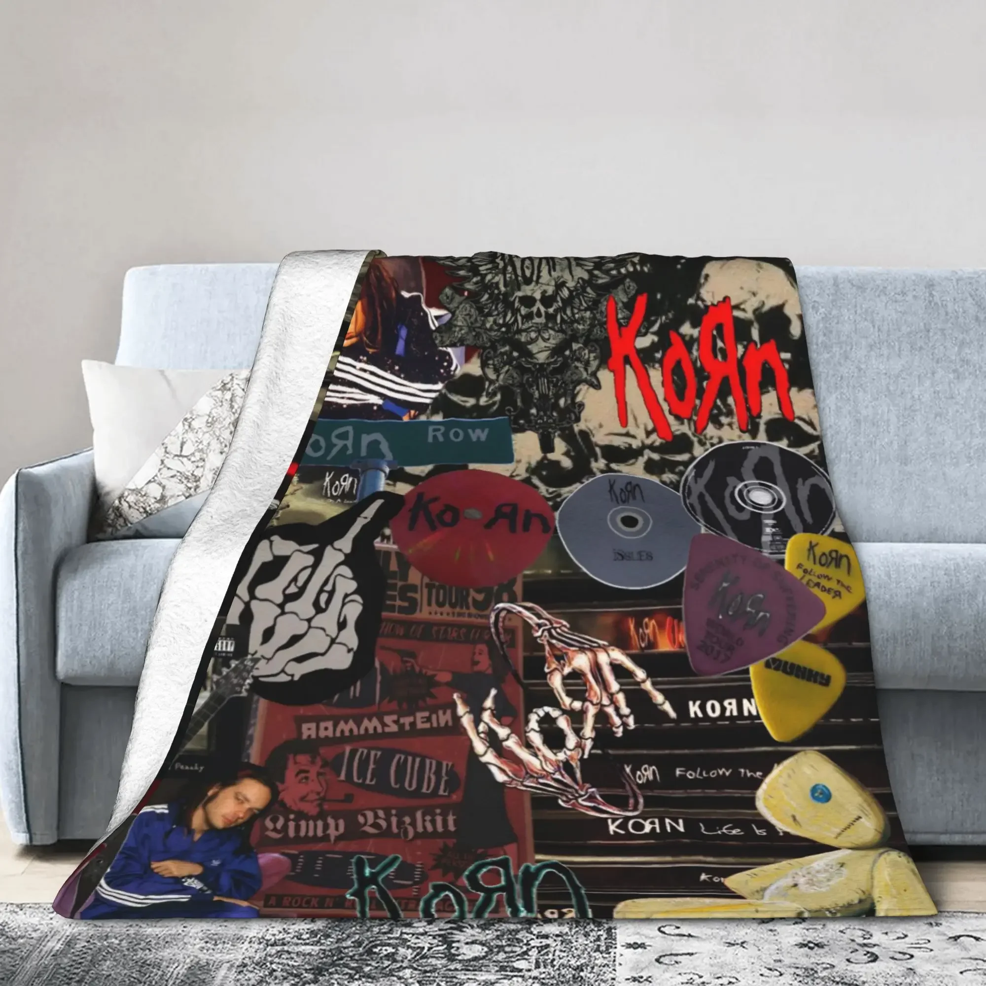 

Korns Rock Band Music Flannel Throw Blanket Heavy Metal Bedding Warm Knitted Blanket for Outdoor Use Multifunctional Home Decor