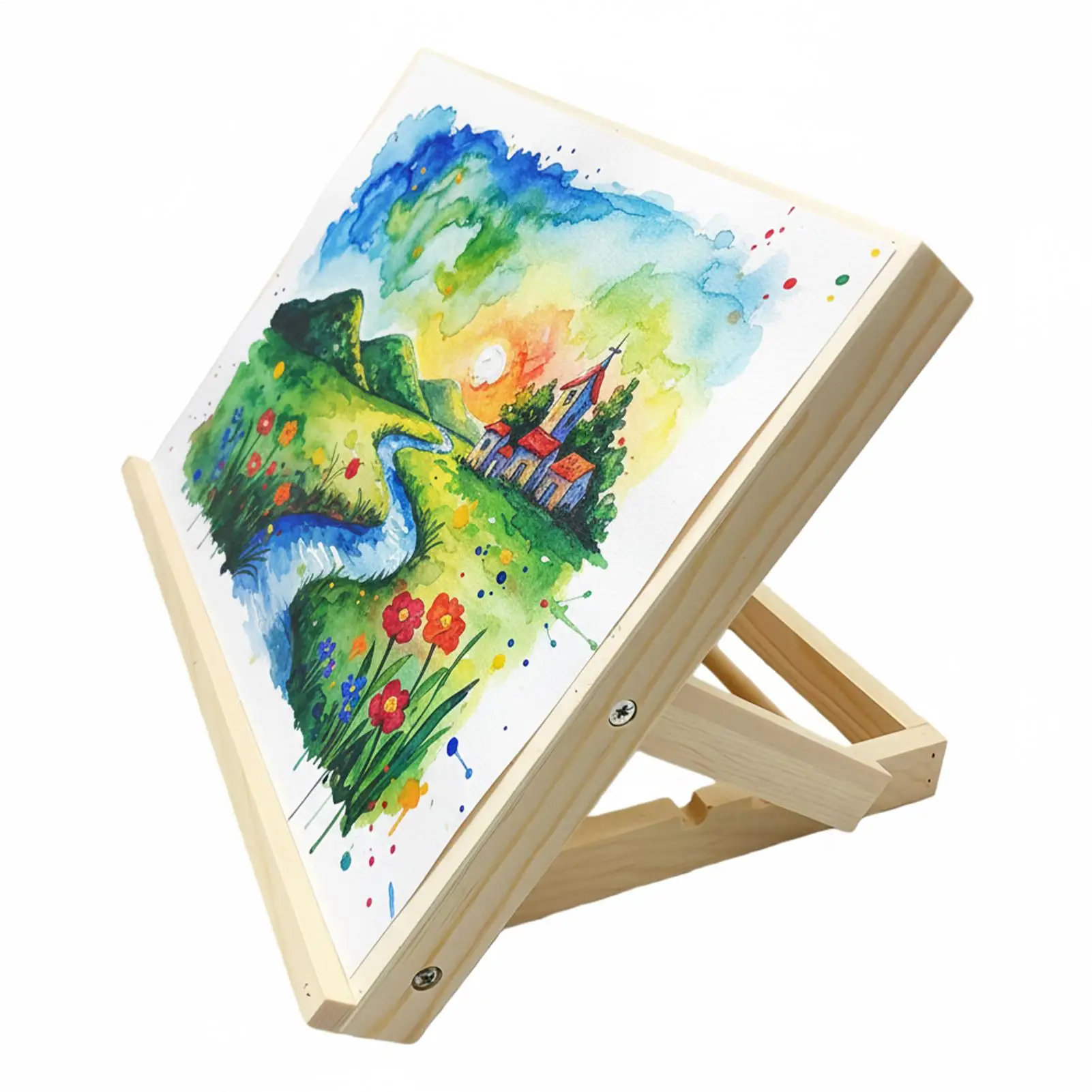 Desktop Wooden Easel Portable Canvas Painting Stand Wooden Adjustable Angle Foldable Board For Sketching Watercolor Oil Painting