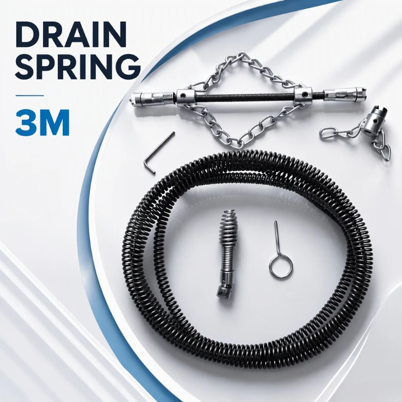 Spring Chain 16mm Cutter Head 6-Piece Drain Cleaning Tool Kit Pipe Unclogger for Kitchen Bathroom Toilet Floor Drain