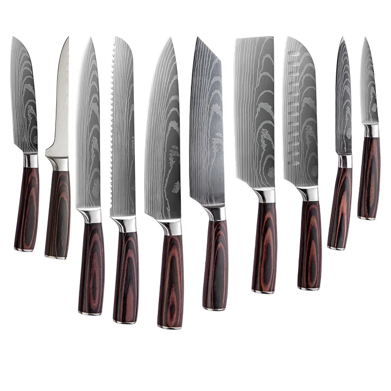 

Kitchen Knives Set Chef's Knife High Carbon Stainless Steel Japanese Santoku Cleaver Pattern Sharp Utility Slicing Knife