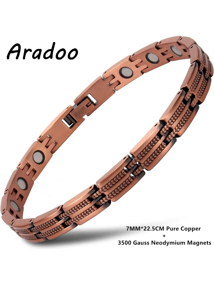 ARADOO – Bracelet en cuivre pour femmes, Design d'oreille de blé, en cuivre pur, magnétique réglable, bijoux cadeaux
