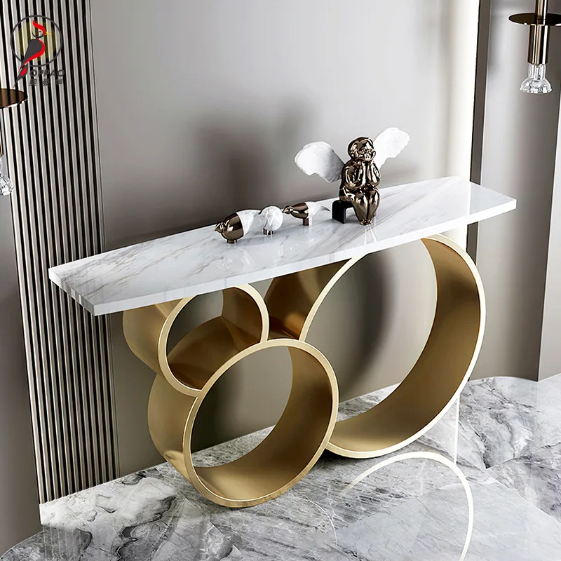 Stainless steel marble entrance table against the wall entering the door Feng Shui entrance partition strip case sofa back few