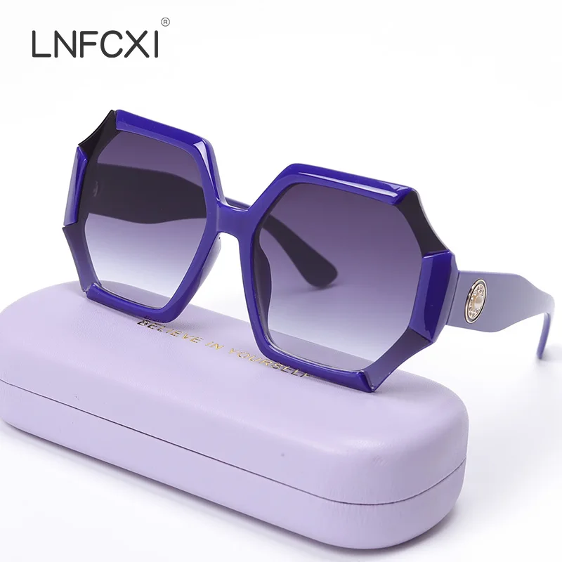 LNFCXI New Retro Oversized Sunglasses Women Men Fashion Eyewear Unisex Trendy Laciness Sun Glasses Shades UV400 Gafas De Sol